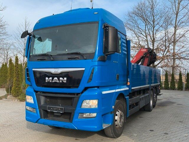 MAN TGX 26.440 Volluft 6x2 Pritsche Kran FASSI F215  - Crane truck, Dropside/ Flatbed truck: picture 1