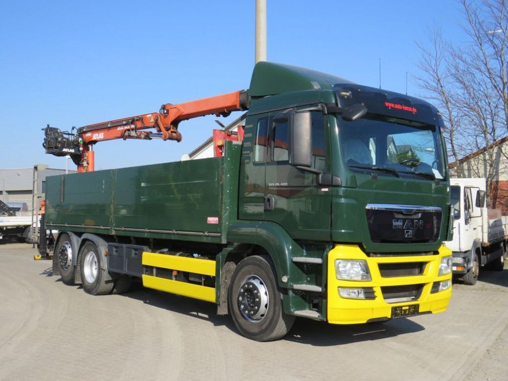 MAN TG-S 26.400 6x2-2 BL Pritsche Heckkran Atlas 165  - Dropside/ Flatbed truck, Crane truck: picture 2