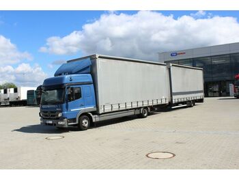 Curtainsider truck Mercedes-Benz ATEGO 822 L, + trailer PANAV TV09L: picture 1