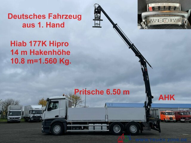 Mercedes-Benz Antos 2542 Hiab 177K HIPRO mit Funkfernbedienung - Dropside/ Flatbed truck, Crane truck: picture 1
