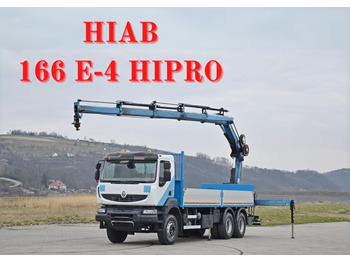 Renault KERAX 340 *HIAB 166 E-4 HIPRO + FUNK / 6x4 * TOP  - Crane truck, Dropside/ Flatbed truck: picture 1