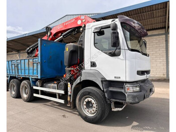 Dropside/ Flatbed truck, Crane truck Renault Kerax 370.26 (6X4): picture 1
