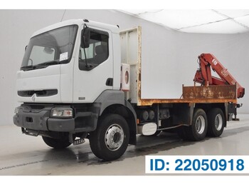 dropside/ flatbed truck, crane truck Renault Kerax 370 DCi - 6x4