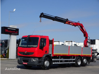 Renault PREMIUM LANDER 410 / 6 X 2 / SKRZYNIOWY- 6,9 M + HDS HYVA V817 / - Dropside/ Flatbed truck, Crane truck: picture 1