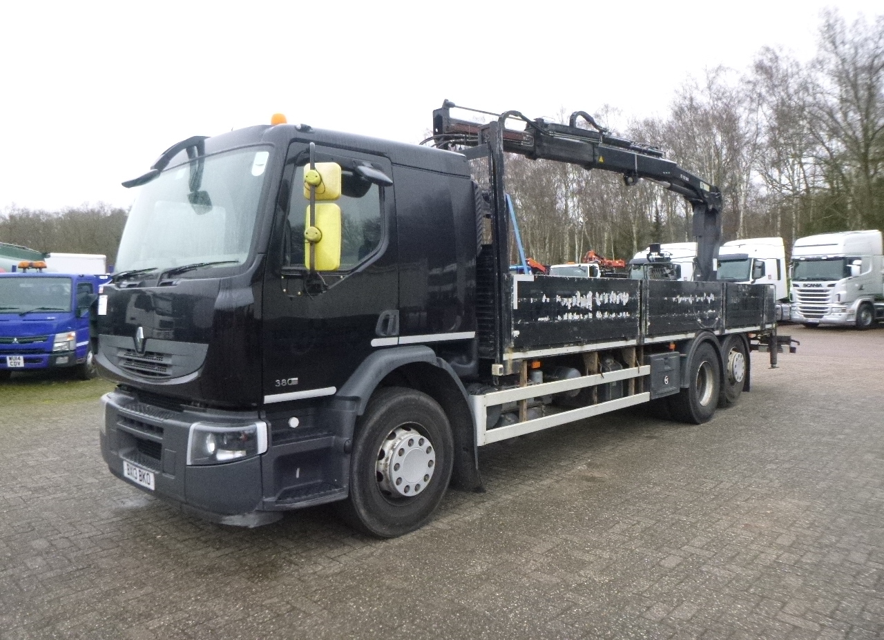 Renault Premium 380 DXI 6x2 RHD + Hiab 122 B2 Duo - Dropside/ Flatbed truck, Crane truck: picture 1