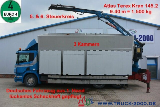 Scania P380 Glas Wertstoff Sammler Recycling 37m³1.Hand - Tipper, Crane truck: picture 1