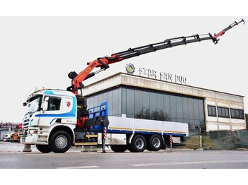 Scania P420 - Dropside/ Flatbed truck, Crane truck: picture 1