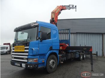 Crane truck, Dropside/ Flatbed truck Scania P94 GB 6X2 GRUA PALFINGER PK32080: picture 1