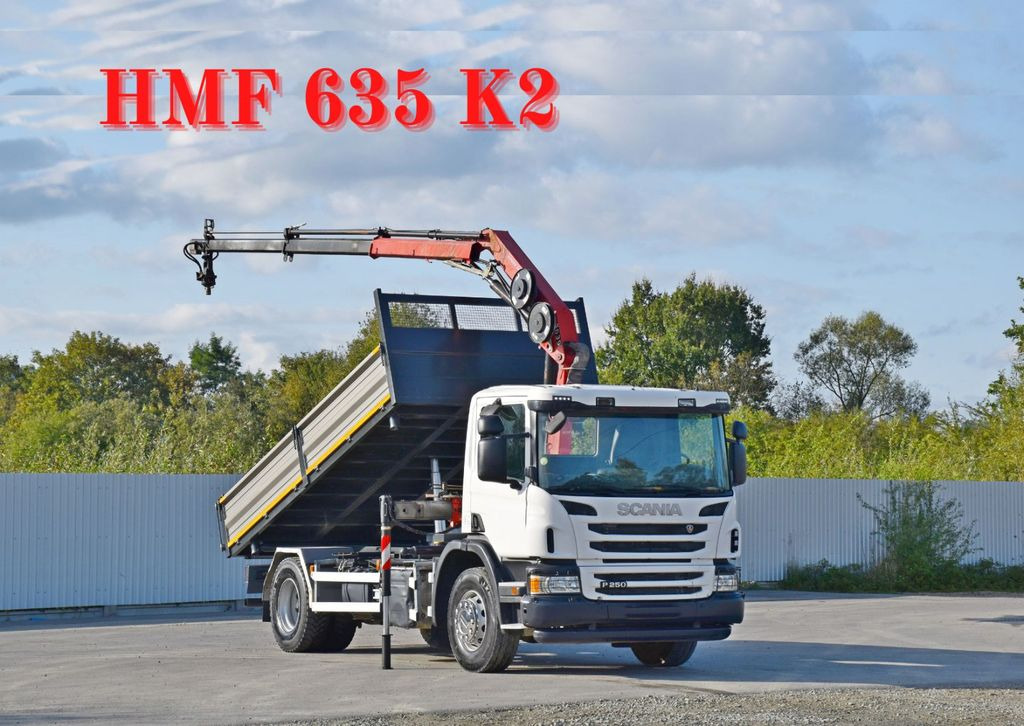 Scania P 250* Kipper 4,75m * HMF 635 K2 * TOPZUSTAND  - Tipper, Crane truck: picture 1