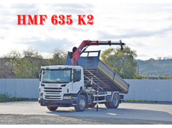 Scania P 250* Kipper 4,75m * HMF 635 K2 * TOPZUSTAND - Tipper, Crane truck: picture 1