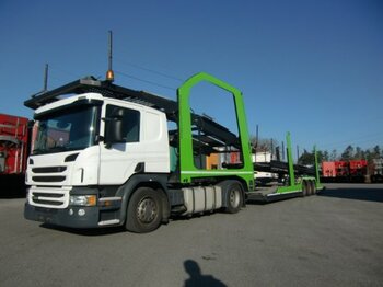 Autotransporter truck Scania P 410 Autotransporter incl.Anhänger, LOHR Aufbau: picture 1
