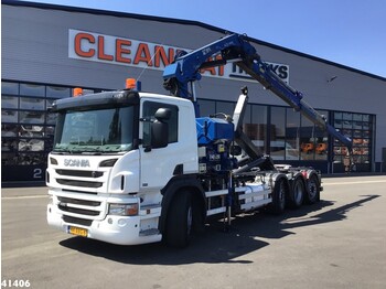 Hook lift truck, Crane truck Scania P 420 Hiab 21 ton/meter laadkraan Welvaarts kraanweegsysteem: picture 1
