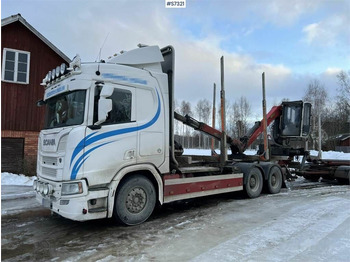 Scania R650 Timber truck with wagon and crane - Timber truck: picture 1