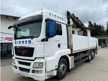 Dropside/ Flatbed truck, Crane truck MAN TGS 26.440 Baustoff mit HIAB XS 166 Kran: picture 3