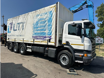 Curtainsider truck, Crane truck Scania P410 8x4 TRIDEM PRITSCHE PLANE + KRAN HIAB 244 EP-4 HIDUO - RETARDER - LIFT + STEERING AXLE - *327.000km* - RADIO: picture 3