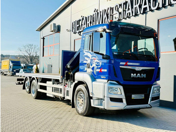 Dropside/ Flatbed truck, Crane truck MAN MAN TGS 26.360 // E6 // 6x2 // platforma laweta 7,2m z HDs HMF 1: picture 4