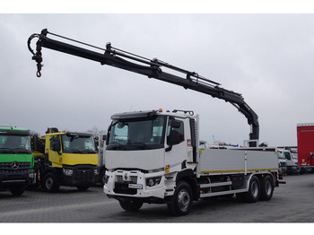 Dropside/ Flatbed truck, Crane truck Renault C 380 / 6x4 / SKRZYNIOWY 6,6 m / + HDS HIAB 188 x-hiduo wysów: 1: picture 2