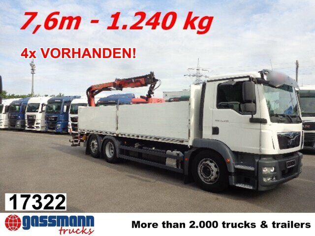 MAN TGM 26.340 6x2-4 LL,Lenk-Liftachse, Heckkran, - Dropside/ Flatbed truck, Crane truck: picture 1 MAN TGM 26.340 6x2-4 LL,Lenk-Liftachse, Heckkran, - Dropside/ Flatbed truck, Crane truck: picture 1