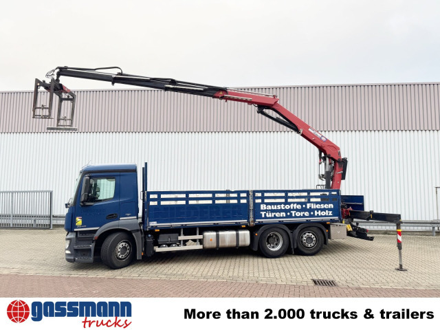 Dropside/ Flatbed truck, Crane truck Mercedes-Benz Antos 2540 L 6x2, Lenkachse, HMF 2110-L3: picture 13