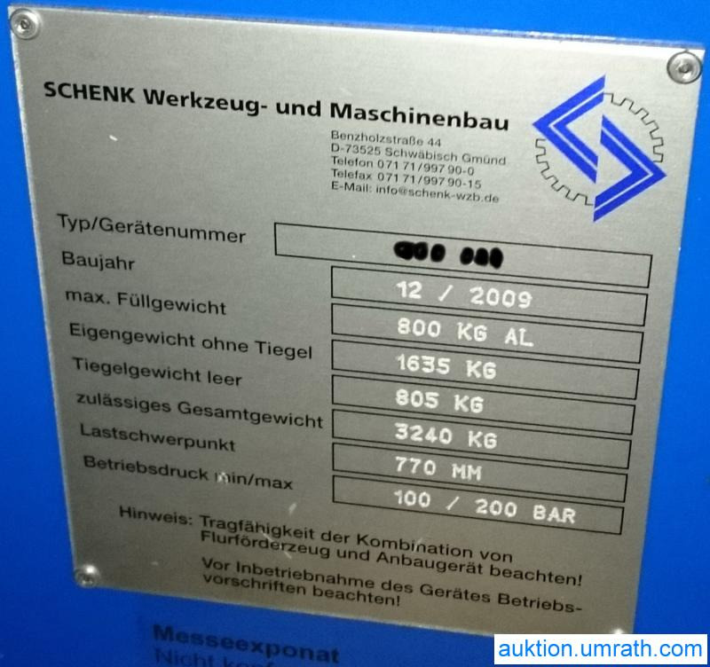 Leasing of  Transportsystem Gießerei- Ausgusssystem Flüssigmetall Aluminium Schenk G- Gerät Gießerei Gabelstapler-Anbaugerät Transportsystem Gießerei- Ausgusssystem Flüssigmetall Aluminium Schenk G- Gerät Gießerei Gabelstapler-Anbaugerät: picture 8