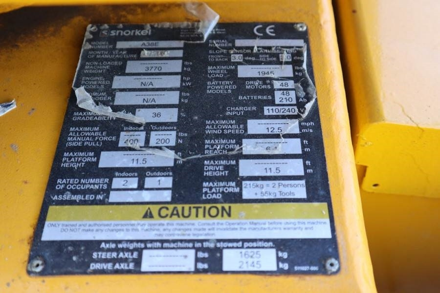 Articulated boom Snorkel A38E Electric, 13.5m Working Height, 6.1m Reach, 2: picture 6 Articulated boom Snorkel A38E Electric, 13.5m Working Height, 6.1m Reach, 2: picture 6