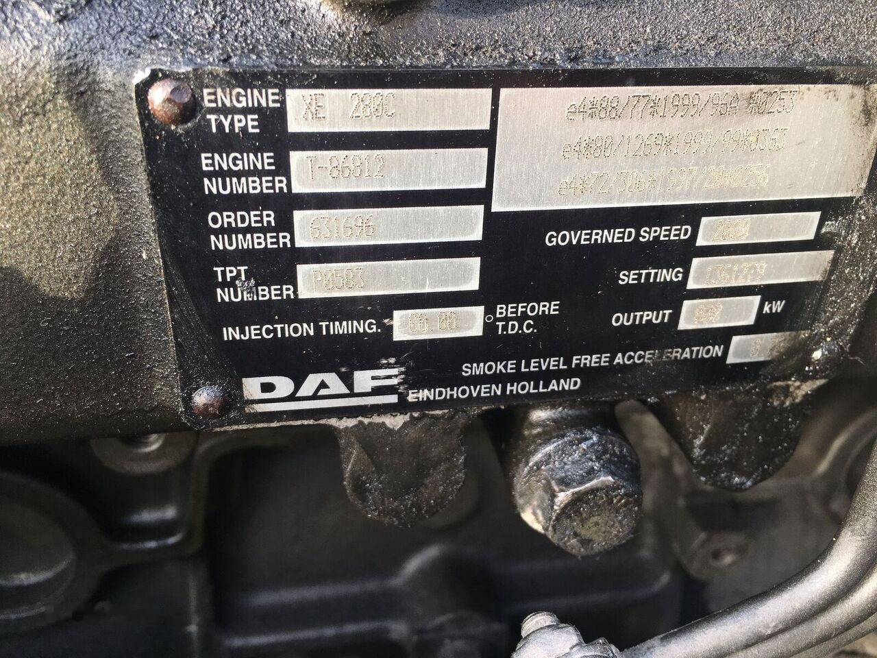 DAF xe280c DAF xf95 truck - Engine for Truck: picture 3 DAF xe280c DAF xf95 truck - Engine for Truck: picture 3