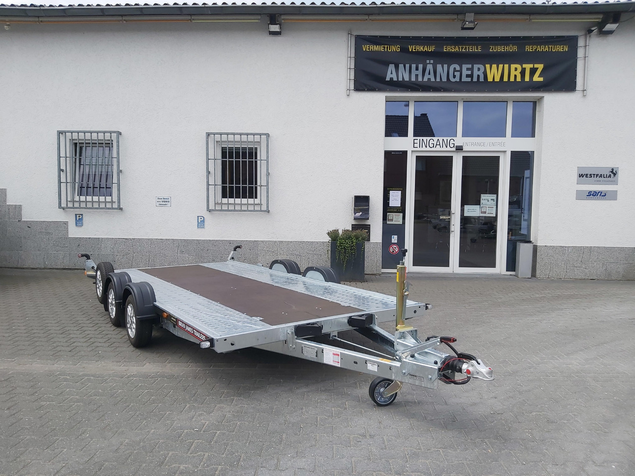 Autotransporter trailer Brian James A4 Transporter 450x200cm black X Rampen 240cm Stützen Alufelgen silver 2600kg: picture 6