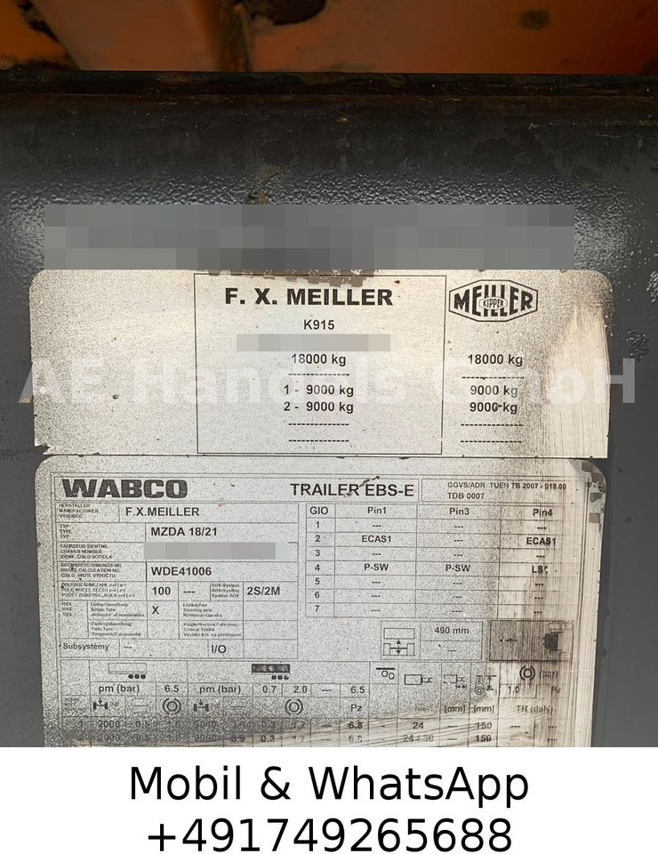 Tipper trailer Meiller MZDA 18/21 DreiSeitenKipper Tandem *11m³/Wabco: picture 17