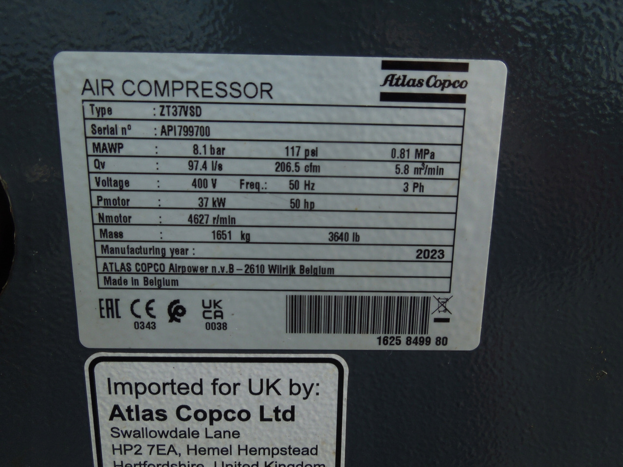 ATLAS COPCO ZT37VSDFF - Air compressor: picture 1 ATLAS COPCO ZT37VSDFF - Air compressor: picture 1