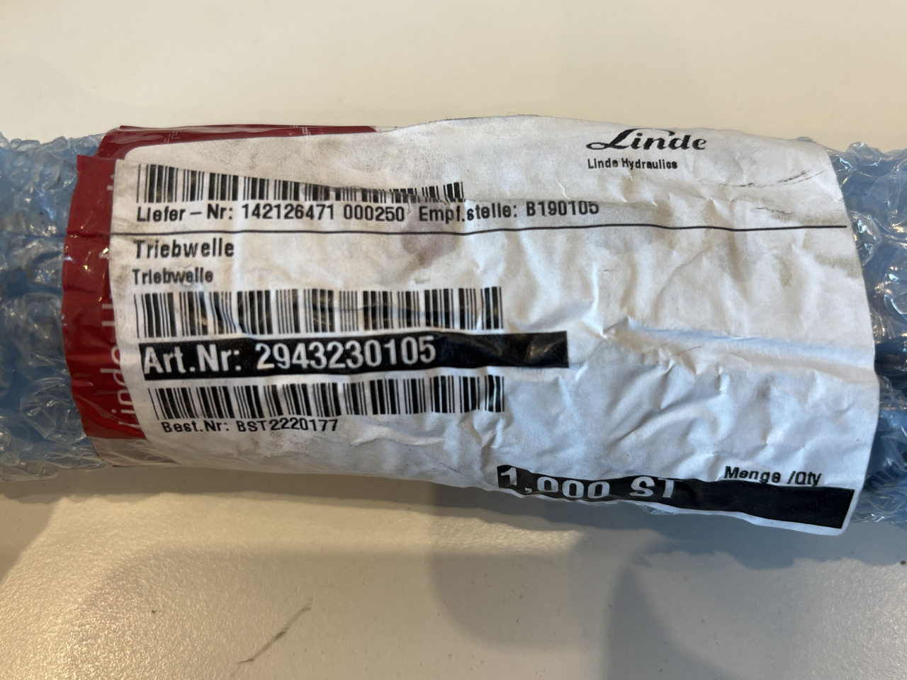 Linde HMV105 HMF105 Wał napędowy SKS 2943230105 2343230110 Oryginał - Drive shaft for Material handling equipment: picture 1 Linde HMV105 HMF105 Wał napędowy SKS 2943230105 2343230110 Oryginał - Drive shaft for Material handling equipment: picture 1