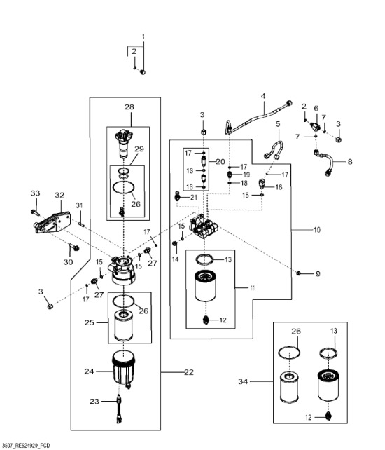 RE528865 John Deere 8345R - Filtr - Fuel filter for Farm tractor: picture 1 RE528865 John Deere 8345R - Filtr - Fuel filter for Farm tractor: picture 1