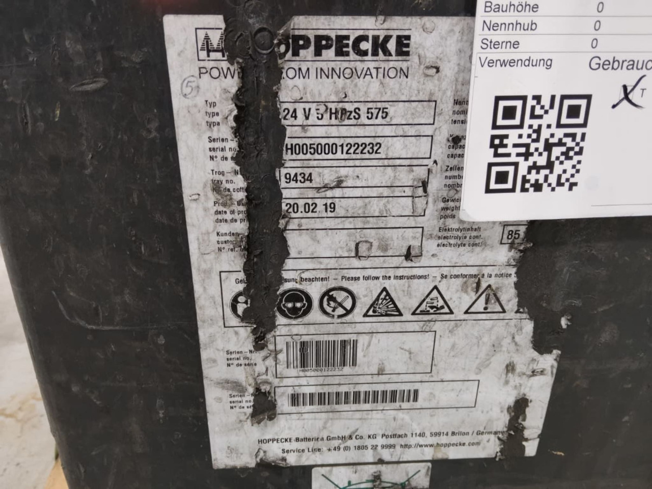 HOPPECKE Battery 24V 575Ah - Battery for Material handling equipment: picture 2 HOPPECKE Battery 24V 575Ah - Battery for Material handling equipment: picture 2