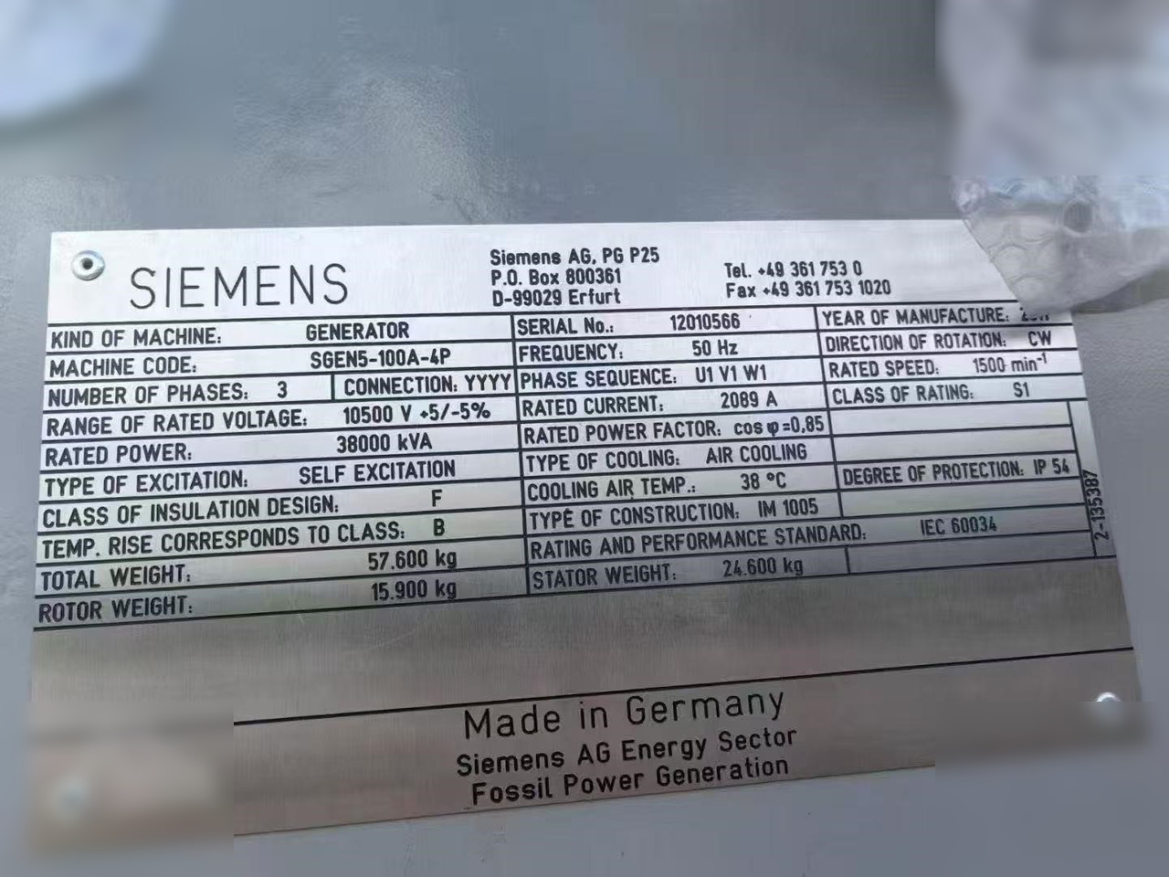 2011 SIEMENS SGEN5-100A - Generator set: picture 2 2011 SIEMENS SGEN5-100A - Generator set: picture 2
