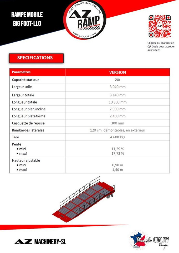 Large Mobile dock ramp, uncouplable AZ RAMP - KING VERSION, BIG FOOT L20 T-INOX - Loading ramp: picture 4 Large Mobile dock ramp, uncouplable AZ RAMP - KING VERSION, BIG FOOT L20 T-INOX - Loading ramp: picture 4