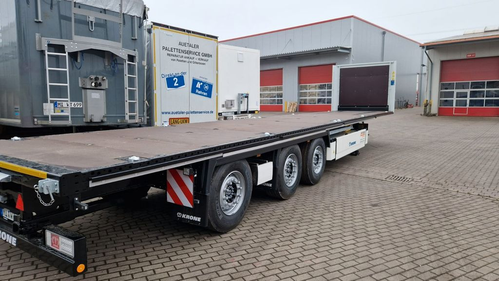 Krone Plateau-Auflieger - Lenkachse + Stapleraufnahme Krone Plateau-Auflieger - Lenkachse + Stapleraufnahme - Dropside/ Flatbed semi-trailer: picture 2 Krone Plateau-Auflieger - Lenkachse + Stapleraufnahme Krone Plateau-Auflieger - Lenkachse + Stapleraufnahme - Dropside/ Flatbed semi-trailer: picture 2