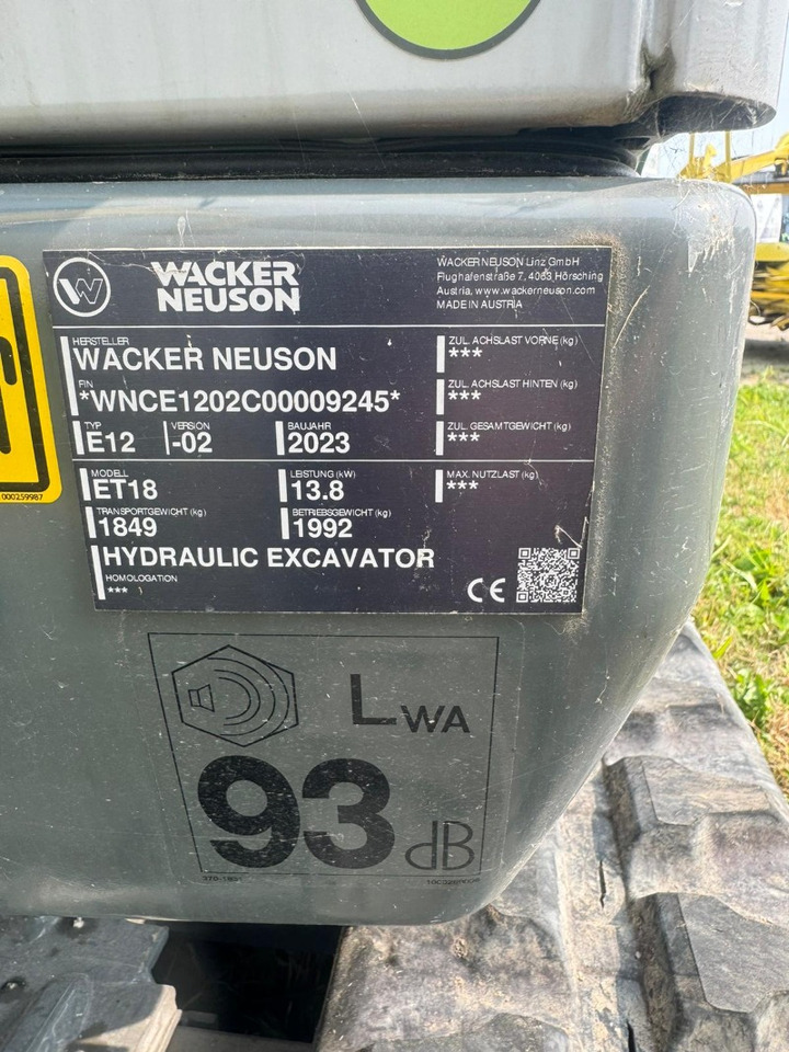 Wacker ET 18 - Mini excavator: picture 4 Wacker ET 18 - Mini excavator: picture 4