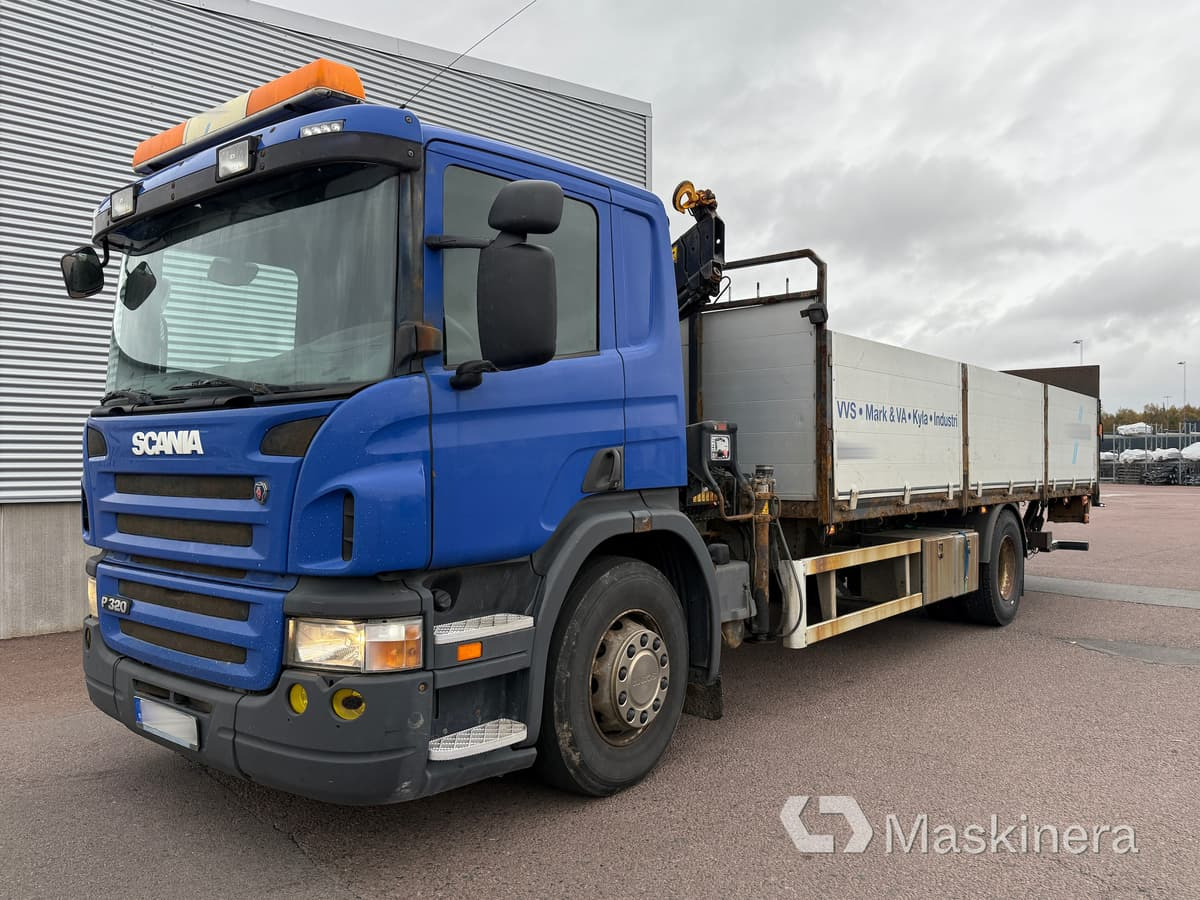 Kranbil Scania P320 - Dropside/ Flatbed truck, Crane truck: picture 1 Kranbil Scania P320 - Dropside/ Flatbed truck, Crane truck: picture 1