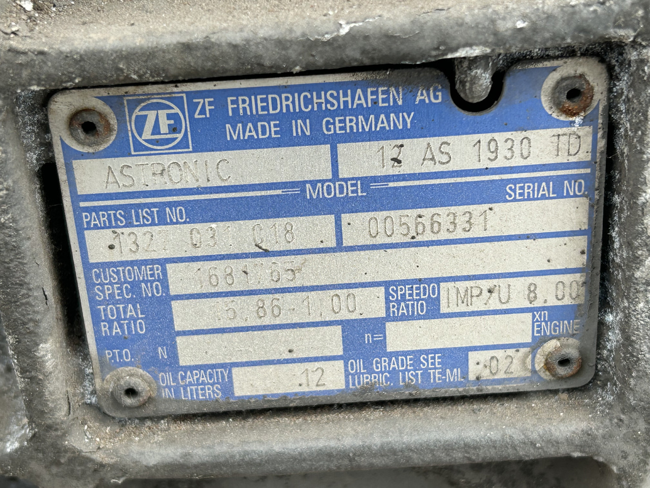 DAF DAF CF85 12AS1930 TD 1681765 DAF CF 85 truck - Gearbox for Truck: picture 5 DAF DAF CF85 12AS1930 TD 1681765 DAF CF 85 truck - Gearbox for Truck: picture 5