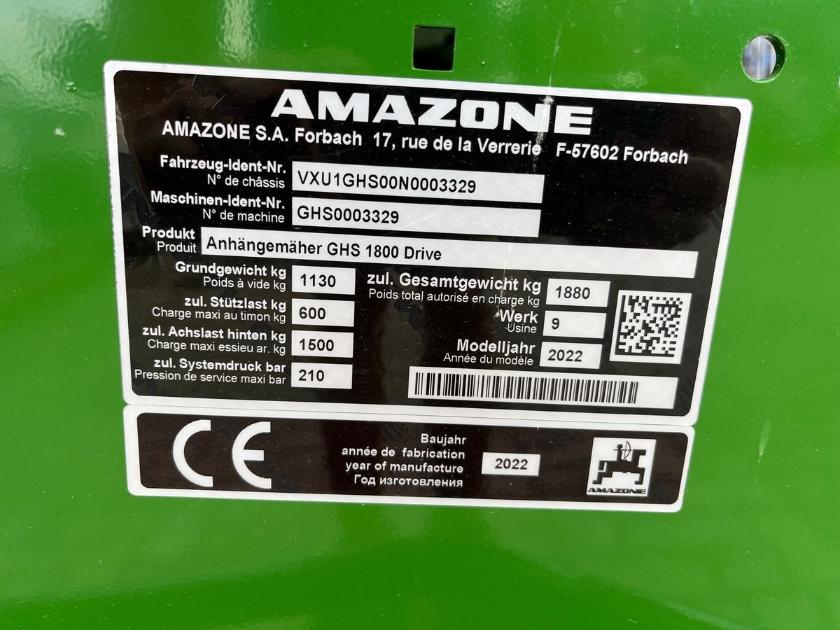 Amazone GHS 1800 Drive - Mower: picture 4 Amazone GHS 1800 Drive - Mower: picture 4