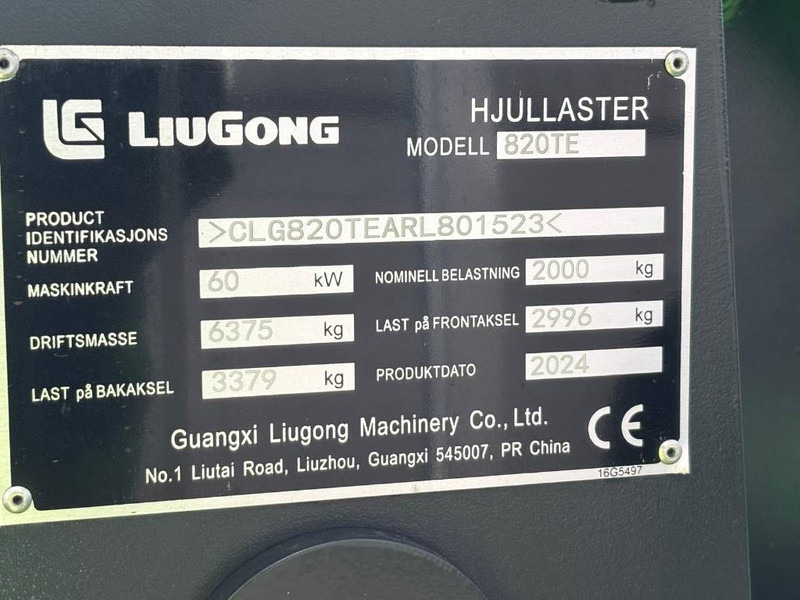 LIUGONG 820 TE Electric - Wheel loader: picture 5 LIUGONG 820 TE Electric - Wheel loader: picture 5