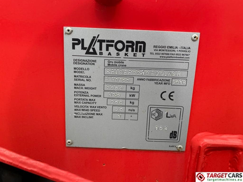 Articulated boom, Spider lift Platform Basket Spider 22.10 Evo Track Articulated BoomLift 2170cm: picture 10