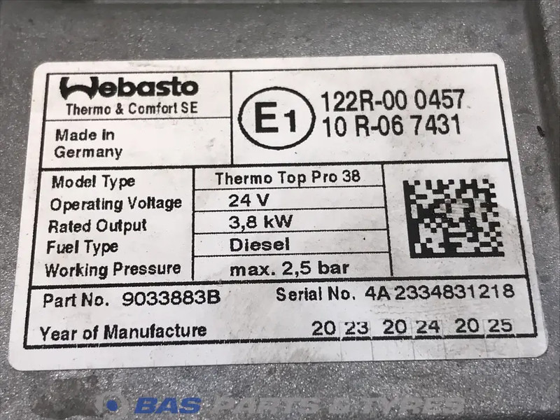 Webasto Thermo Top Pro 38 Standkachel 2289937 - Heating/ Ventilation for Truck: picture 4 Webasto Thermo Top Pro 38 Standkachel 2289937 - Heating/ Ventilation for Truck: picture 4