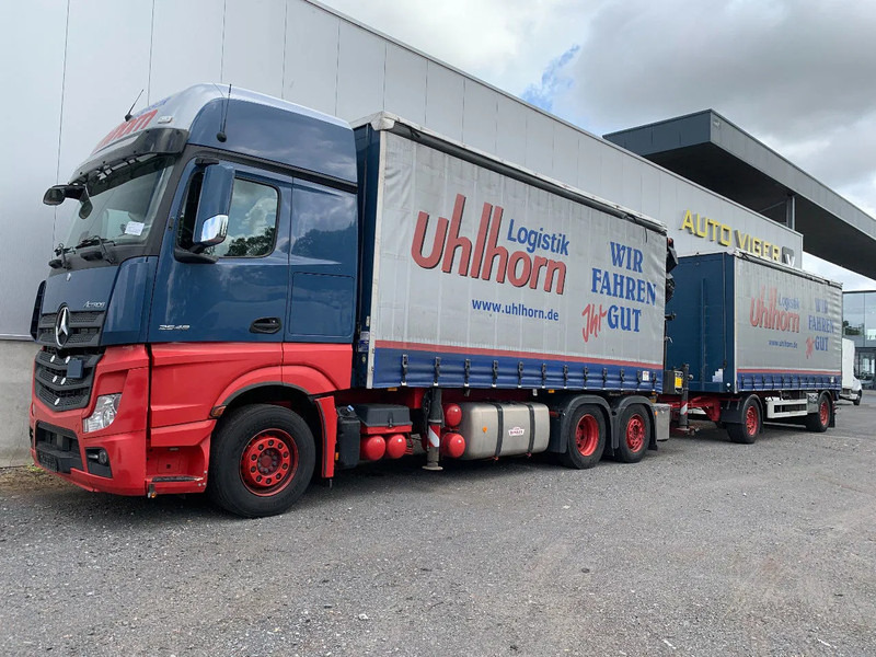 Mercedes-Benz Actros 2548 6X2 + Aanhanger*Palfinger crane*Cruise control*Airco* - Curtainsider truck, Crane truck: picture 1 Mercedes-Benz Actros 2548 6X2 + Aanhanger*Palfinger crane*Cruise control*Airco* - Curtainsider truck, Crane truck: picture 1