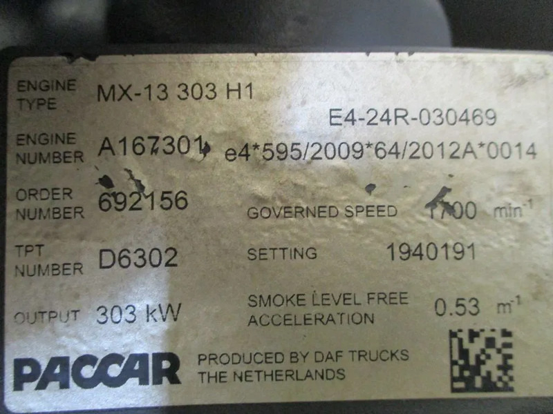 DAF 1884746 // 2190203 // 1904700 MOTOR DAF CF EURO 6 / 410 PK KM 586.541 - Engine for Truck: picture 5 DAF 1884746 // 2190203 // 1904700 MOTOR DAF CF EURO 6 / 410 PK KM 586.541 - Engine for Truck: picture 5