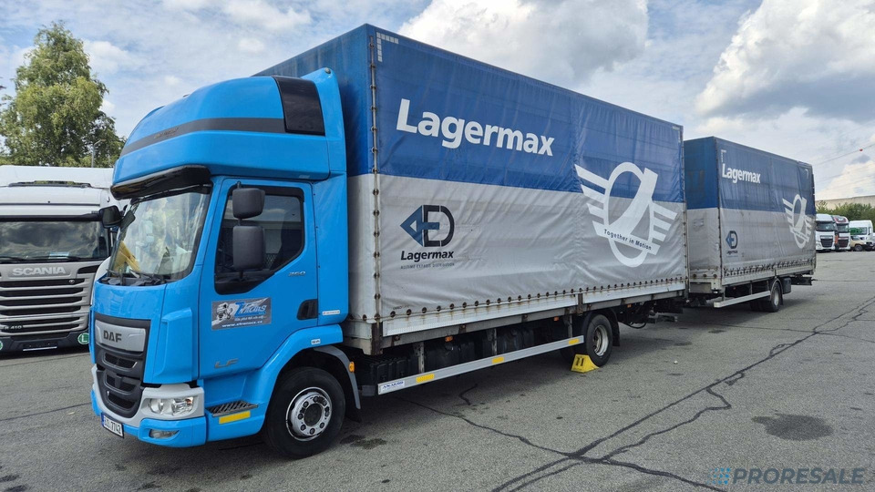 DAF LF 260 FA EURO 6 valník s plachtou + hydraulické čelo - prodejné jen s přívěsem GTS P0471Z - cena je za celou soupravu - Curtainsider truck: picture 2 DAF LF 260 FA EURO 6 valník s plachtou + hydraulické čelo - prodejné jen s přívěsem GTS P0471Z - cena je za celou soupravu - Curtainsider truck: picture 2
