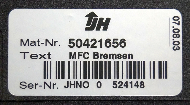 Jungheinrich 50421656 | MFC Bremsen for ETV from year 2003 till 2011 sn O 052414 - ECU for Material handling equipment: picture 4 Jungheinrich 50421656 | MFC Bremsen for ETV from year 2003 till 2011 sn O 052414 - ECU for Material handling equipment: picture 4