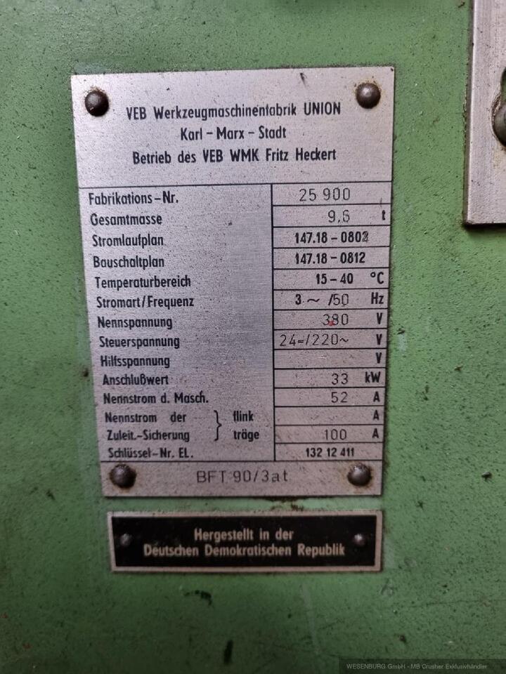 WMW Tischbohr- und Fäswerk UNION BFT 90-3 - Machine tool: picture 5 WMW Tischbohr- und Fäswerk UNION BFT 90-3 - Machine tool: picture 5