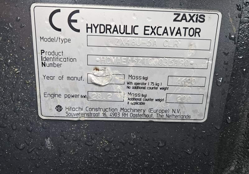 Crawler excavator Hitachi ZX48U-5A CLR / 3 ŁYŻKI / SPROWADZONA / 2 300 MTH: picture 19