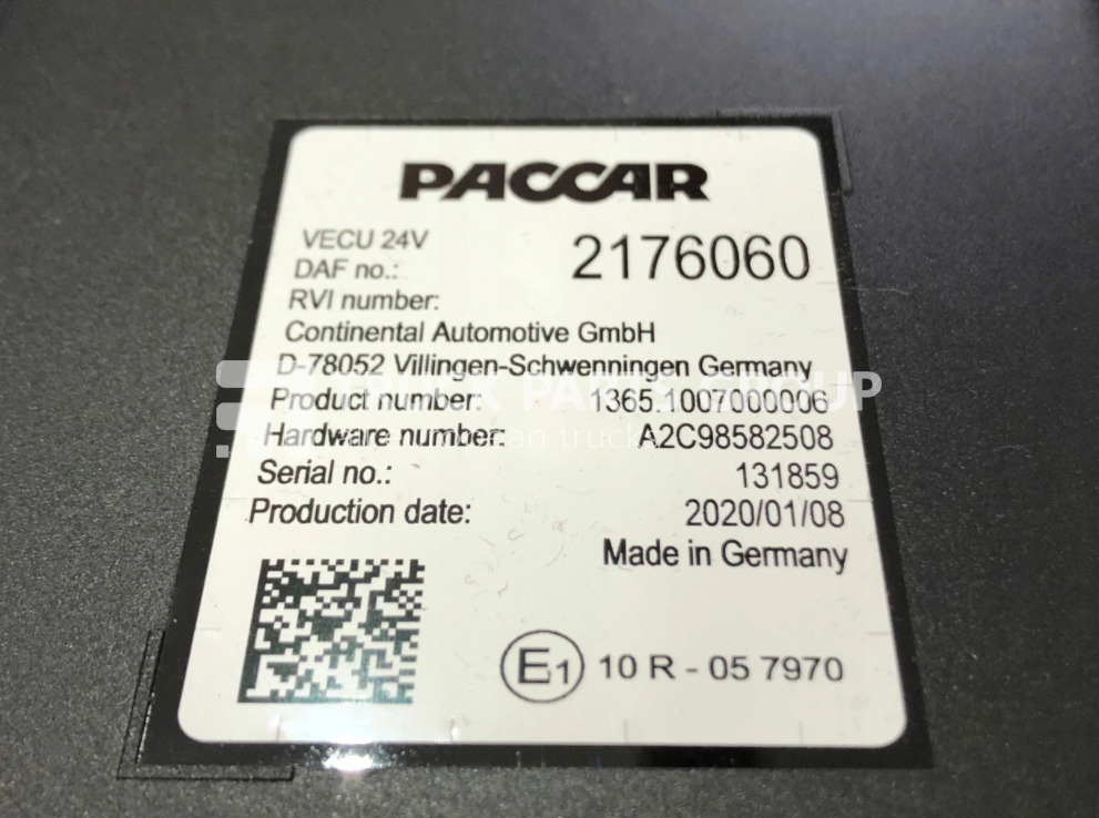 DAF XF, CF, 106, EURO6, EURO 6 emission VECU control unit, ECU, EDC, 2176060, 2034161, A2C98582508, 131859 by Paccar - ECU for Truck: picture 1 DAF XF, CF, 106, EURO6, EURO 6 emission VECU control unit, ECU, EDC, 2176060, 2034161, A2C98582508, 131859 by Paccar - ECU for Truck: picture 1