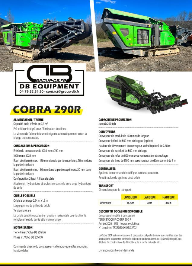 Crusher TEREX EVOQUIP COBRA 290R CONCASSEUR MOBILE A CHENILLE: picture 14